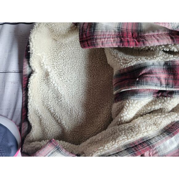 Vintage Moose Creek Jacket Mens Large Red Plaid Flanned Lined Shacket Hiking - Picture 6 of 9
